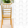 Wedding Pearl Bow Chair Decor Satin Ribbon Bows with Pearl Beaded String Garland Aisle Chair Sashes Decorations for Ceremony Coquette Party Banquet Decor