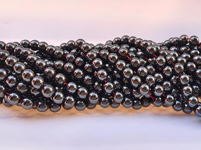 Stone Beads 10mm 60pcs Black Hematite Beads Round Loose Gemstones Beads for Bracelet Necklace Jewelry Making (10mm, 61019 Black Hematite)