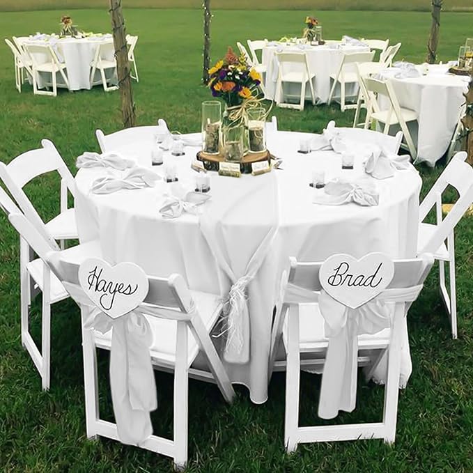 fani 60 PCS White Satin Chair Sashes Bows Universal Chair Cover for Wedding Reception Restaurant Event Decoration Banquet,Party,Hotel Event Decorations (7 x 108 inch)
