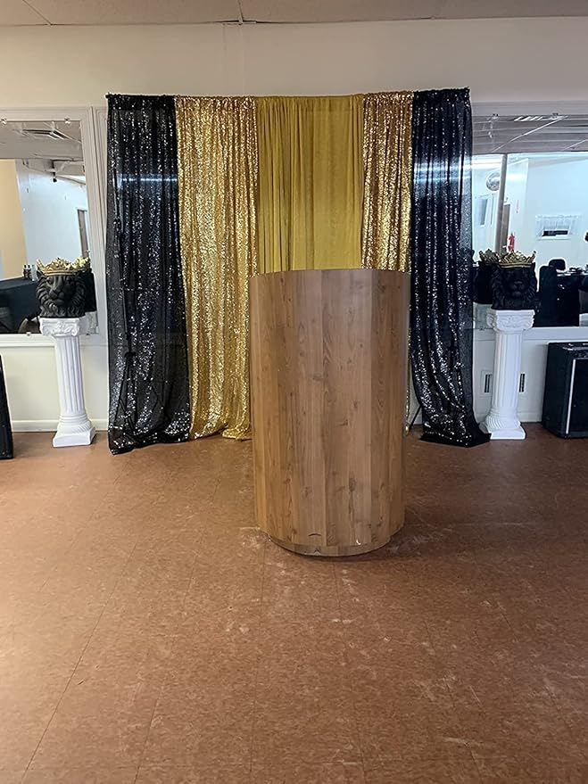 Black Sequin Backdrop Curtains 4 Panels 2FTx8FT Glitter Photo Backdrop Sparkle Background for Birthday Bridal Weeding Halloween Decorations