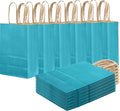 qiqee Sea Blue Gift Bag with Handles Bulk 24Pcs Paper Bags -8.3"x6"x3. 15" Party Favor Bags - Solid Color