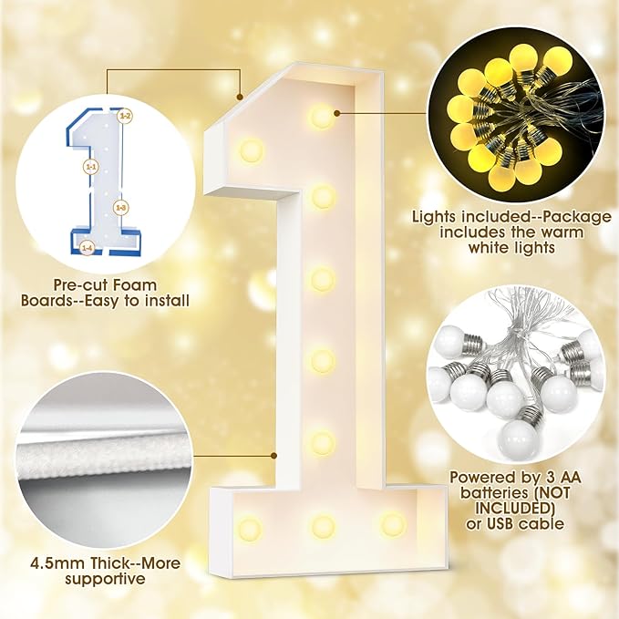Ledido 4FT Marquee Light Up Letters Large Light Up Letters for Party Decoration, Marquee Letter for Birthday Graduation Baby Shower Wedding, Pre-cut Foam Board Assembly Required Letter N