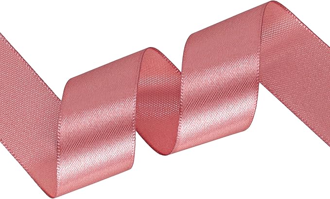 Rose Gold Satin Ribbon 1 inch X Continuous 25 Yards, Single Face Polyester Ribbon Perfect for Gift Wrapping, Flower Bouquet, Wedding Decor, Crafts, Bow Making, Sewing and More
