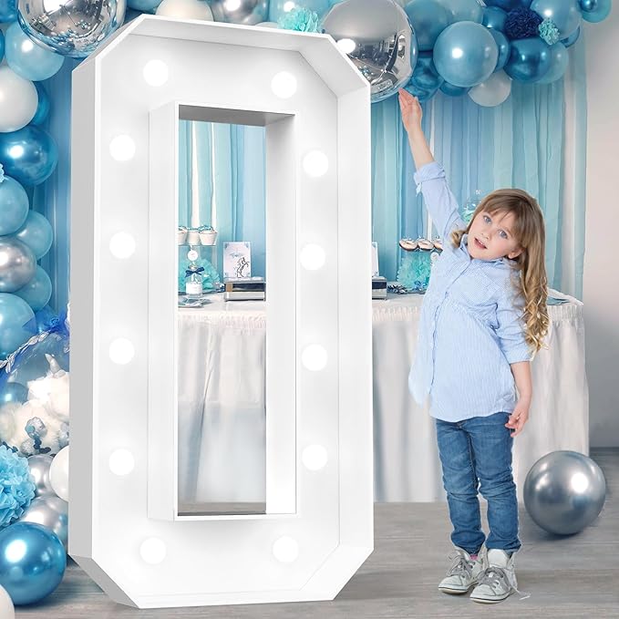 Ledido 4FT Marquee Light Up Numbers, Cool White Light Up Numbers Large Marquee Numbers for Party Decorations,1st 10th Birthday Anniversary Decor, Number 0