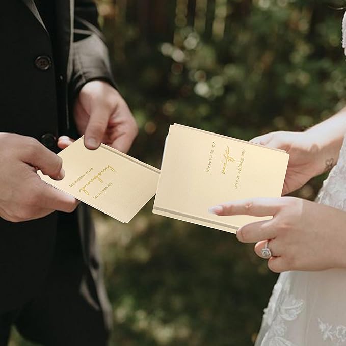 Vow Books His and Hers Set of 2 Canvas Linen Wedding Vow Books Husband and Wife Hard Cover Vow Books for Engagement Gifts(XZ-HW-Beige)
