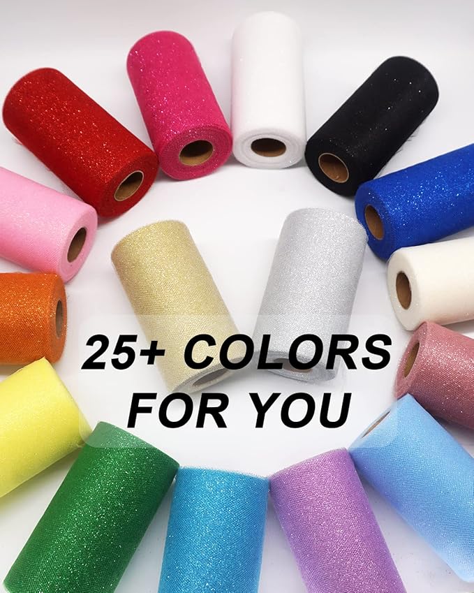 Glitter Tulle Fabric Rolls, 6 Inch 50 Yards (150ft) Sparkling Spool Ribbon Sequin Netting for Tutu Skirt Gift Wrapping Wedding Party Decoration (Emerald Green)