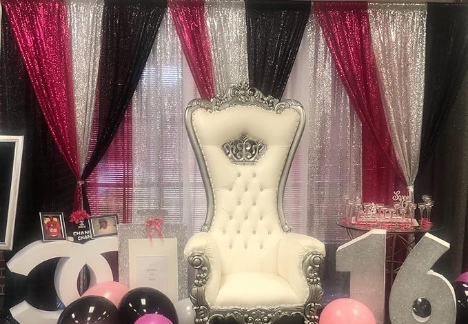 Poise3EHome Hot Pink Sequin Backdrop Curtains, 4 PCS 3FT x 8FT Sequin Panels for Backdrop,Sequence Wedding Party Background Drapes