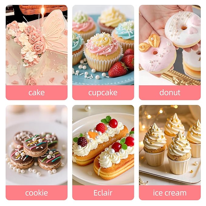Edible White Sprinkles for Cake Decorating,Edible Pearl Jimmies Sugar Mix Size 130g/4.58oz,Baking Candy Decorations,Cupcake Toppers,Cookie Donuts Ice Cream Dessert Decorating,Wedding Birthday Party Valentines Christmas Supplies