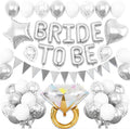 Silver Bachelorette Party Decorations, Silver Bride To Be Bridal Shower Balloons Decorations, Metallic White Balloon with Diamond Ring Star Heart Balloon for Bachelorette Engagement Wedding