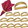 12PCS Gold Napkin Rings, Metal Napkin Rings, Fall Thanksgiving Christmas Table Decorations, Wedding, Banquet, Party, Easter Table Napkin Decorations