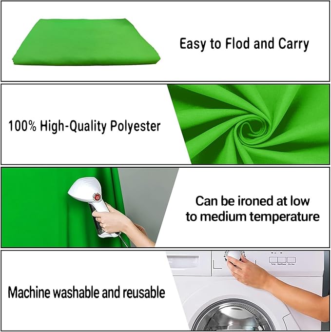 Green Portable Backdrops 5x7ft Solid Color Photo Backdrops Photoshoot, Photography Background Curtain