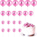 ASTARON 20 Pcs Disco Ball Cake Topper Decorations Sticks Pink Cake Balls Picks Toppers for Birthday Anniversary Disco Retired Theme Party Decorations