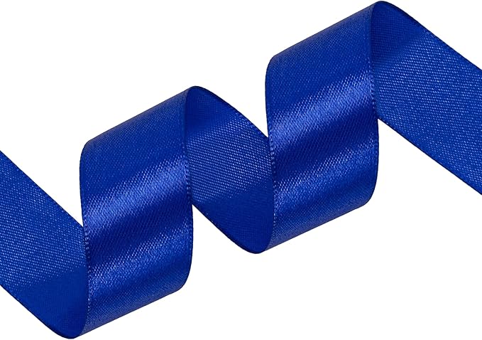 Royal Blue Satin Ribbon 1 inch X Continuous 25 Yards, Single Face Polyester Ribbon Perfect for Gift Wrapping, Flower Bouquet, Wedding Decor, Crafts, Bow Making, Sewing and More
