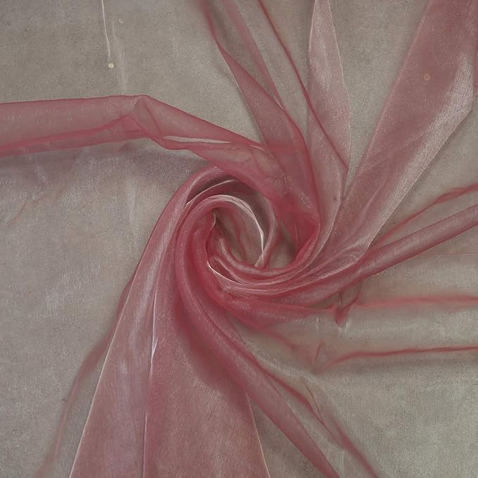 VDS Dusty Pink Organza Fabric, 25 Yards Continuous, 45” Wide, Wedding Party Decoration Iridescent Crystal Sheer Shiny Organza Tulle Bridal Dress DIY Crafts Costume Sewing Backdrop Arch Cloth