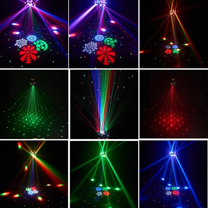 Moving Head DJ Lights 180W LED with 4 Rotating Head,16X10W RGBW 4-in-1 Multiple Effects Changing，21CH DMX-512/Sound Activated for Christmas KTV Wedding