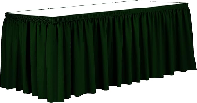 Ultimate Textile Pleat Polyester Fabric Table Skirt - Machine Washable Flame Resistant with Clips for Events, Weddings & Trade Shows, Cut & Sewn in Paterson, NJ - Hunter, 14' Shirred Pleat