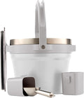 Large Insulated Ice Bucket with Lid – Stainless Steel Ice Bucket and Scoop – Ice Buckets for Parties, Bars – Ice Bucket with Lid and Scoop – Outdoor Ice Bucket, Champagne (White)