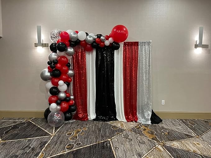 Red Sequin Backdrop Curtains 2 Panels 4FTx8FT Glitter Red Photo Backdrop Drapes Party Wedding Baby Shower Curtain Sparkle Photography Background