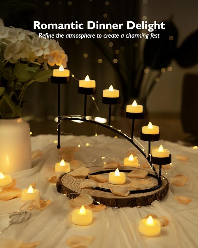 BEICHI Flameless Candles, 24Pack Battery Operated Candle, LED Tea Lights Candles Battery Operated, Flickering Fake Votives for Wedding Party Home Decor- Warm White, Ivory Base
