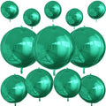 12Pcs Green Round Foil Balloons, 22" 15" 10" 4D Helium Ball Balloon, Metallic Green Foil Balloon for Birthday Graduation Wedding Anniversary New Year Eve Disco Prom Party Decorations