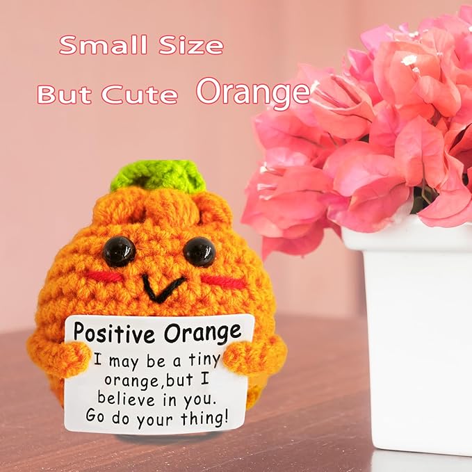 Crochet Emotional Support Orange-Handmade Mental Health Gifts for Friends,Family-Uplifting Gifts for Grandpa,Grandma Mom,Dad,Teens