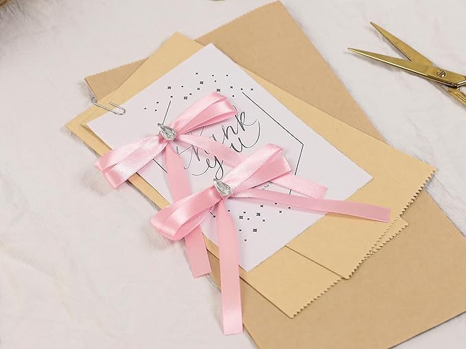 Rose Pink Satin Ribbon 3/8 inch X Continuous 50 Yards, Single Face Polyester Ribbon Perfect for Gift Wrapping, Flower Bouquet, Wedding Decor, Crafts, Bow Making, Sewing and More