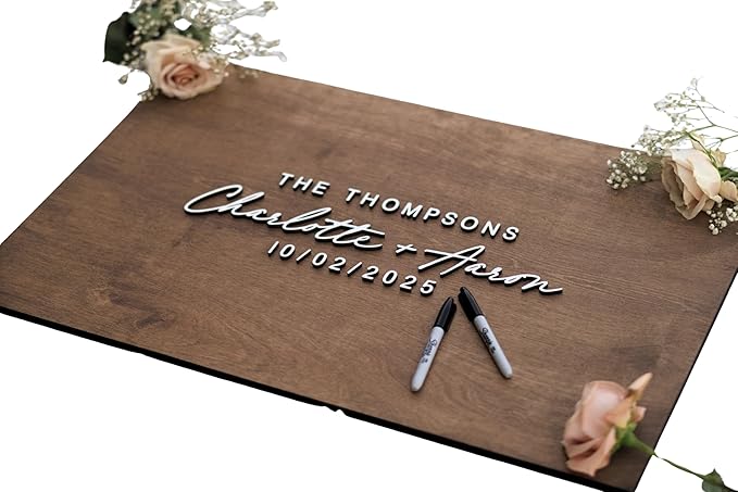 Personalized Last Name Guest Book, Unique Guest Book Sign, Custom Alternative Guest Book, Wooden Guest Book, Wedding Ceremony Guestbook Sign (Design 6)