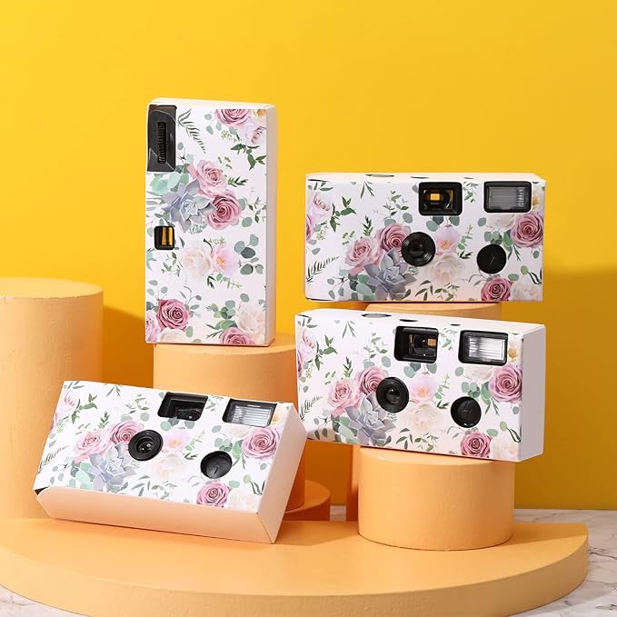 Zhengmy 4 Pack Disposable Camera for Wedding,34mm Single Use Camera with Flash One Time for Gathering Wedding Anniversary Travel Party Supply(Vibrant Style, Color Film)