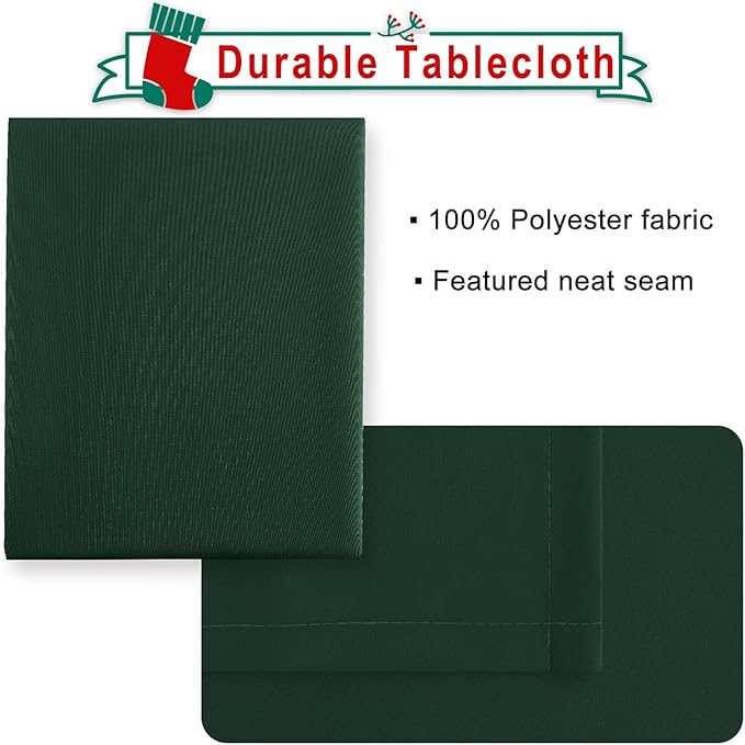 Hiasan Tablecloth for Rectangle Tables -Waterproof Spillproof & Wrinkle Resistant Washable Polyester Table Cloth for Dining/Party/Outdoor Picnic, Hunter Green, 70 x 140 inch