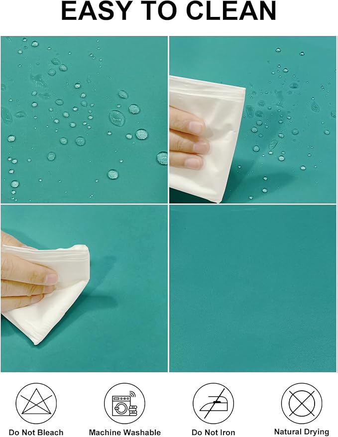 Fokitut 2 Pack Waterproof Rectangle Tablecloth, 60x120 Inch,Stain Resistant and Wrinkle Polyester Table Cloth, Fabric Table Cover for Kitchen Dining, Wedding, Party, Holiday Dinner-Turquoise