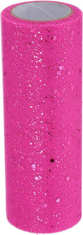 PATIKIL Tulle Fabric Rolls, 6 Inch by 10 Yards Fabric Spool Tulle Sparkling Ribbon Netting Sequin for DIY Tutu Skirts Crafts Wedding Party Decorations, Rose Red