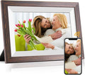 Frameo-Digital-Picture Frame 10.1 Inch Electronic-Digital Photo Frame with IPS Touch Screen HD Display, Smart WiFi Photos or Videos Farme via Free Frameo APP (Brown Wood Frame)