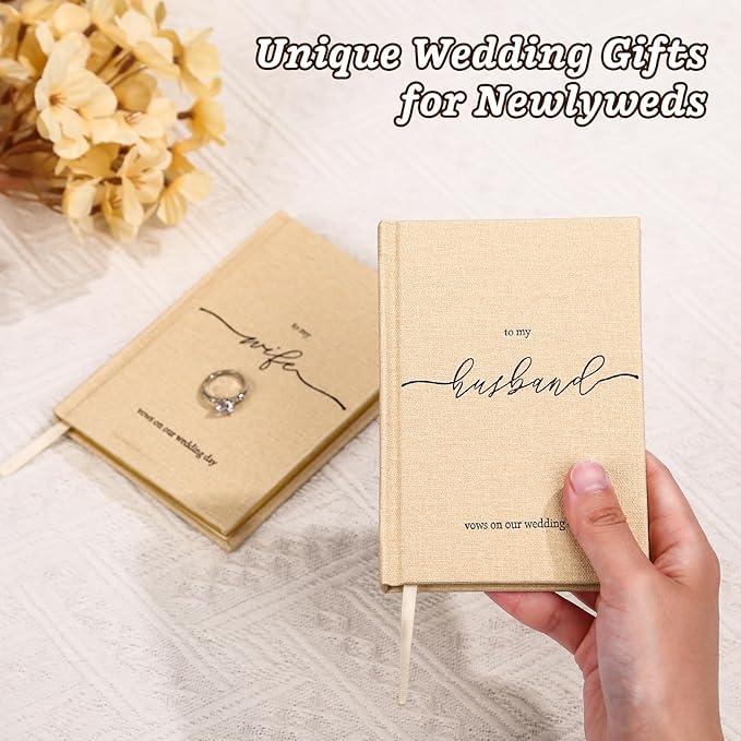 Wedding Vow Books His and Hers- Hard Cover Vow Books - Set of 2 with Silk Bookmarks & 40 Lined Pages - His & Hers Gifts Wedding Vow Book -Renewal & Wedding Must Haves (to My Husband/Wife)