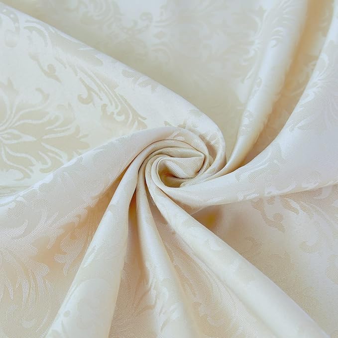 SASTYBALE Rectangle Tablecloth - 60 x 120 Inch Beige Cream Damask Table Cloth Jacquard Design Spill Proof Wrinkle Resistant Waterproof Soft Polyester Oblong Table Cover for Kitchen Parties(Ivory)