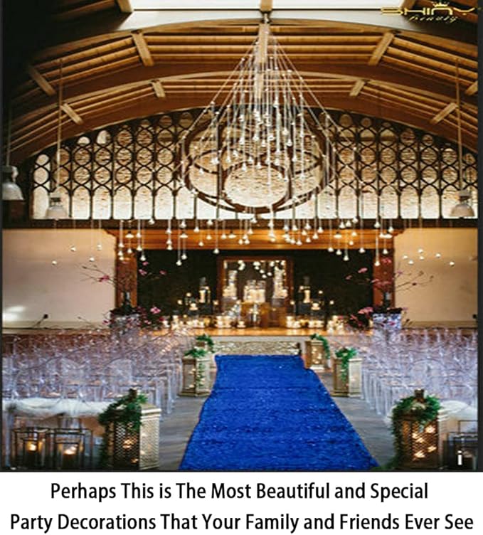 ShinyBeauty Royal Blue Sequin Aisle Runner, 4FTx20FT Glitter Wedding Walkway for Elegant Hallways, Parties & Special Events