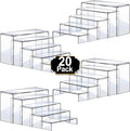 Aheroi Acrylic Risers, 20 Pcs 4 Set Display Stands, Clear Rectangular Risers for Decor, Cupcake Funko, Shoe Display (1-3-4-5-6IN)