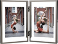 4x6'' Charcoal Black Double Floating Frame, for 2x3'', 3x5''. Black Plated Metal Frames For Tabletop/Shelf Photo Frame, Gift Choice for Wedding, Easter, Christmas,Birthady, Home or Office Decor.