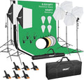 EMART 8.5 x 10 ft Backdrop Support System, Professional Photography Lighting Kit with 50W LED Bulb, Reflector, 6 * 9ft Backdrop *3, Umbrellas&Softbox Lighting Kit for Studio, Portrait, Video Shooting