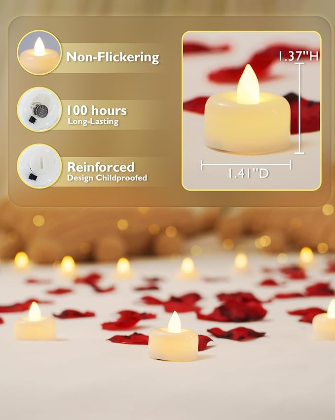 Amagic 150Pack Flameless LED Tea Lights Candles Battery Operated, Electric Fake Tealight Candles for Votive, Halloween, Christmas, Home Decor, Wedding, Table Decor (150Pack)
