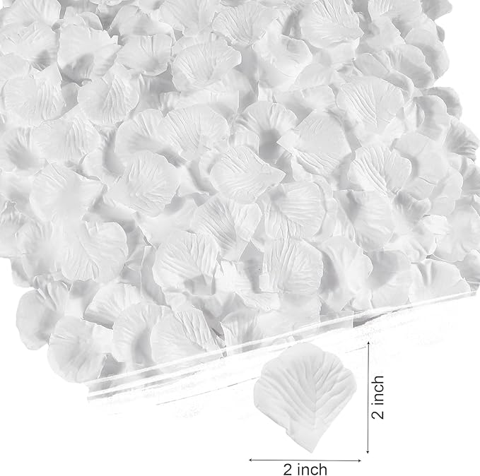 1000 Pcs White Rose Petals Artificial Silk Flower Petals Romantic Decorations for Wedding Engagement Birthday Event Anniversary Party Backdrop Supplies
