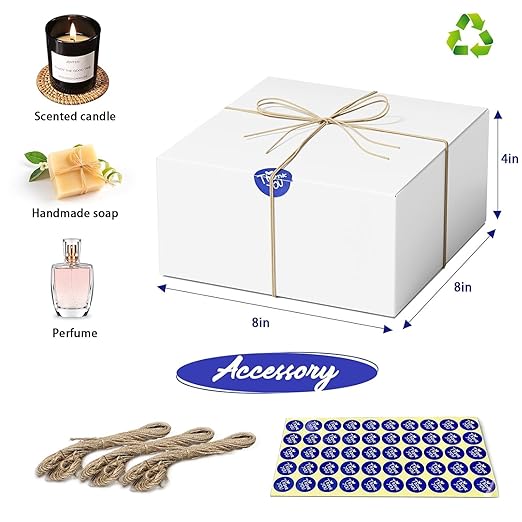 MESHA Gift Boxes Bulk with Lids 8x8x4'' 300PC White, Gift Boxes Bulk for Small Business, Bridesmaid Proposal Boxes with Lids for Engagement Wedding Favors