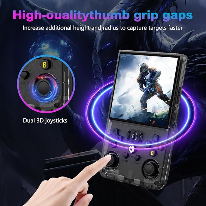R36MAX Retro Handheld Game Console, 4.0 Inch 720x720 IPS Screen, Built-in 22,000+ Classic Game, Portable Hand Held Open Source Linux System, 4000mAh Battery Retro Gaming Console (Black 128GB)