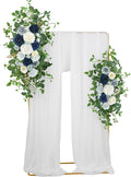 Arch Flower Kit of 2 - Artificial Floral Swag for Wedding Welcome Sign, Reception Ceremony Signs, Chair Decor (Dusty Blue & Ivory)