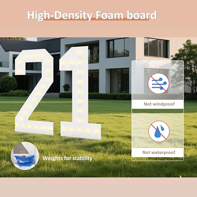 LOBOOM 4FT Light Up Numbers, Marquee Numbers 4 Feet Tall Giant Number 65 Mosaic Big Number Sign for 65th Birthday Party Backdrop Anniversary Decorations, Pre-Cut Large Frame