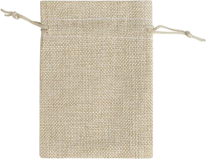 Lucky Monet 25/50/100PCS Burlap Gift Bags Wedding Hessian Jute Bags Linen Jewelry Pouches with Drawstring for Birthday, Party, Wedding Favors, Present, Art and DIY Craft (25Pcs, Cream, 4” x 6”)
