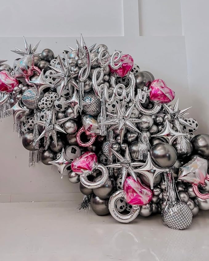 3pcs 26inch 3D Explosion Star foil balloon, Silver Foil Cone Star burst Balloons for Birthday Wedding New Year Party Event