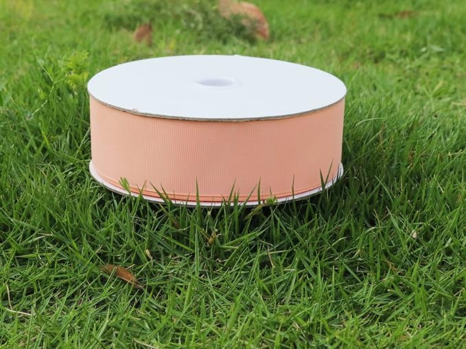 One Roll 50 Yards Soild Peach Grosgrain Ribbon 1 1/2 inch Flower Bouquets Ribbons-1.5 inch Thick Gift Wrapping Ribbon-DIY Crafts Bow Hair Headband Accessories Ribbons #203(38mm)