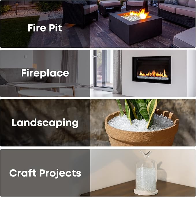 Stanbroil 10-Pound Fire Glass - 1/2 inch Reflective Tempered Fire Glass for Fireplace Fire Pit, Platinum Reflective