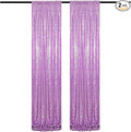 Lavender Sequin Backdrop Curtains 2FTx8FT 2 Panels Light Purple Glitter Photo Booth Backdrop Sparkly Background Drapes for Wedding Bridal Baby Shower Photography Birthday Party
