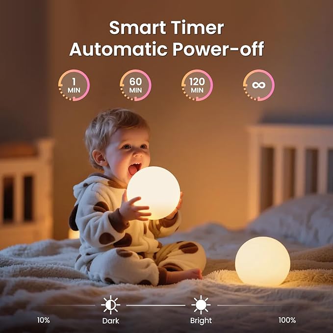 LOFTEK 3-inch Smart Sphere Night Light -Multi-Color Rechargeable Night Lights, RGB Ball Mood Lighting, Waterproof Ambient Lighting for Home Bedroom Patio Pool Decorative Lighting, 1 Pack